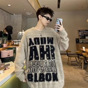 美式圆领毛衣男慵懒风休闲针织衫 M6526 P55图片