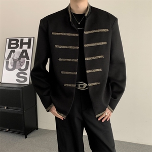 春装2025新中式立领外套男高级感宫廷风男街头痞帅小众垫肩夹克图片