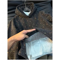 网图卫衣男春秋绒面七彩格子慵懒风美式连帽外套A157-1-W6606-P65，女装短外套，电商A157-1