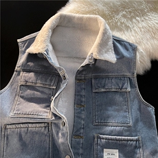 MJ215J-p68-限价98M-5XL加绒羊羔绒毛毯平铺牛仔马甲工装ins，男装工装外套，星座116