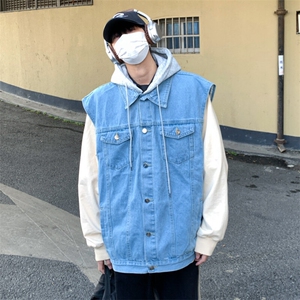 2025春秋季新款水洗做旧牛仔男女情侣装ins潮牌宽松百搭JK115-P60图片