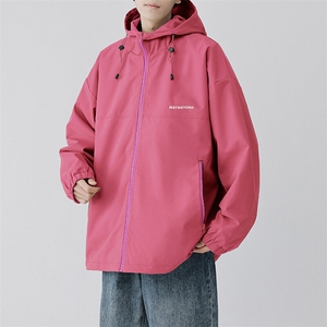 冲锋衣连帽夹克男宽松落肩纯色上衣外套DSA157B-JK727-P58图片
