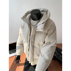 现货5W件冬季三防重磅boxy短款羽绒连帽PU皮棉衣外套防风加厚棉服，男装棉衣，电商A486-1