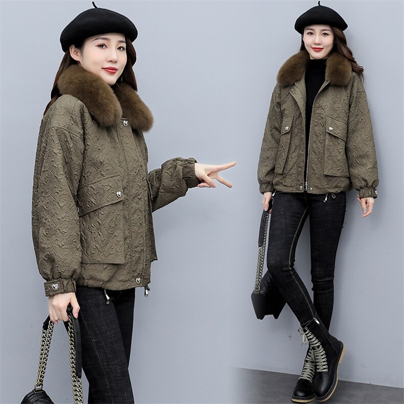 2021年冬季方领可脱掉时尚保暖大毛领加绒加厚派克服棉服棉衣,女装棉衣/棉服,奕薇雅