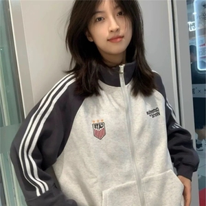 W10315-P48 网图现货 高质量重磅华棉开衫刺绣卫衣棒球服夹克图片