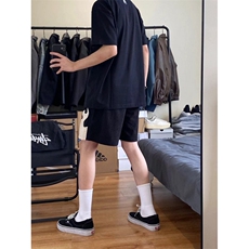 黑白撞色火焰短裤男女夏季阔腿五分裤美式hiphop裤子GK16WW-特P30，男装牛仔裤，星座1007（原301D）