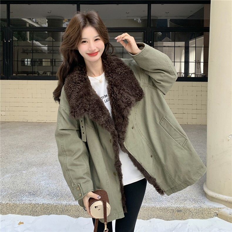 2026冬季复古羊羔毛翻领工装派克羽绒服2C212-G209-P295-K438,女装羽绒服,2C212