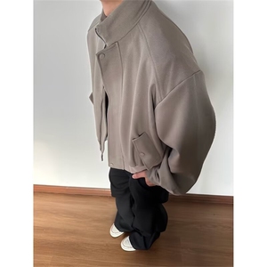 秋冬开衫立领外套男生复古麂皮绒夹克衣服男女生休闲夹克外套潮衣,搭配衣服的软件app 女生图片