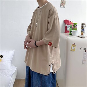 四色亚麻夏季薄款宽松大码短袖t恤  TT06-P35控48图片