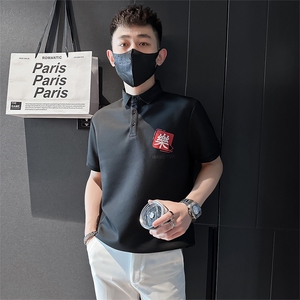 社会小伙夏季男士商务短袖体恤翻领印花半袖Polo衫C208-8885-P38图片