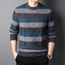 爸爸装秋冬款加厚中年毛衣中年男圆领套头保暖针织衫HPND-19-P105，男装针织衫/毛衣，电商B212（原钱塘6029）