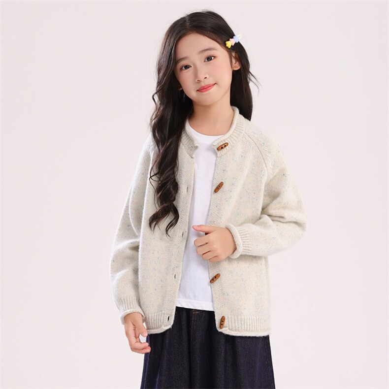 2025年秋季新款百搭男女同款系扣加厚保暖羊毛开衫，童装儿童羊毛衫，宏杨羊绒