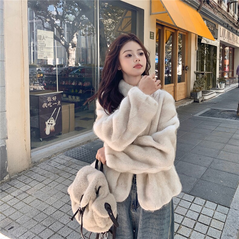 现大货仿水貂绒皮毛一体外套2611P205K308,女装皮草,2C029