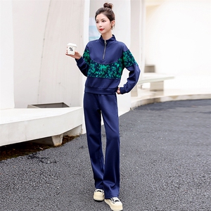 高级感休闲运动套装女春秋季2025新款时尚减龄大码卫衣一整套穿搭图片
