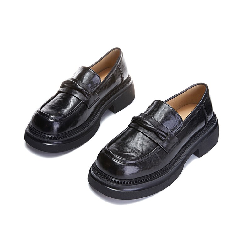 新款乐福鞋女2024春季一脚蹬时装单鞋女英伦风复古小皮鞋通勤女鞋，女鞋小皮鞋，电商A223