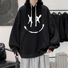 WY2190-P35加绒款-P40纯棉连帽卫衣男大码运动帽衫宽松薄外套男，男装卫衣，电商A040