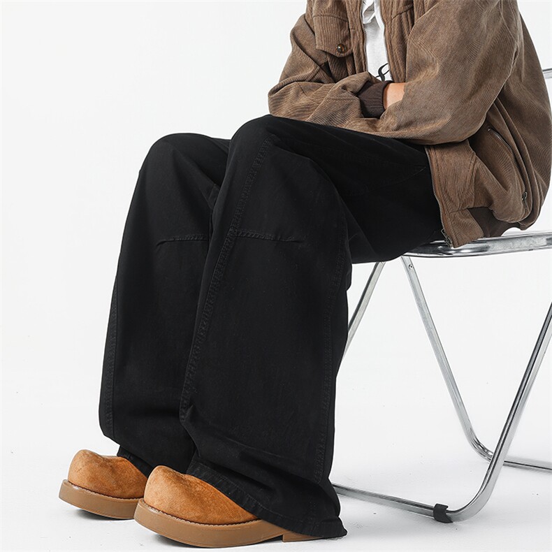 8XL-M 工装裤男秋季日系男直筒宽松阔腿休闲弯刀裤子男K9177P65图片