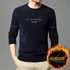 男圆领中老年加厚加绒套头毛衣针织衫爸爸装休闲上衣HPNM185-P70，男装针织衫/毛衣，电商B212（原钱塘6029）