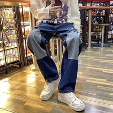 新款水洗牛仔裤直筒拖地阔腿裤C852P40，男装牛仔裤，星座1116-2