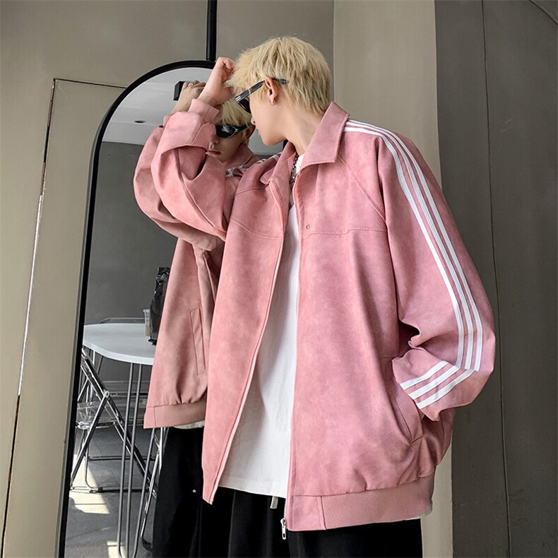 JK8818-P68美式复古cleanfit高级感PU皮条纹夹克外套,男装夹克,星座1503