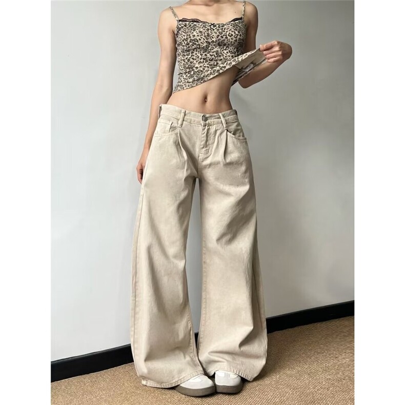 时尚潮牌复古垂感阔腿牛仔裤男女显瘦宽松拖地裤潮-网图,男装牛仔裤,星座302B-2