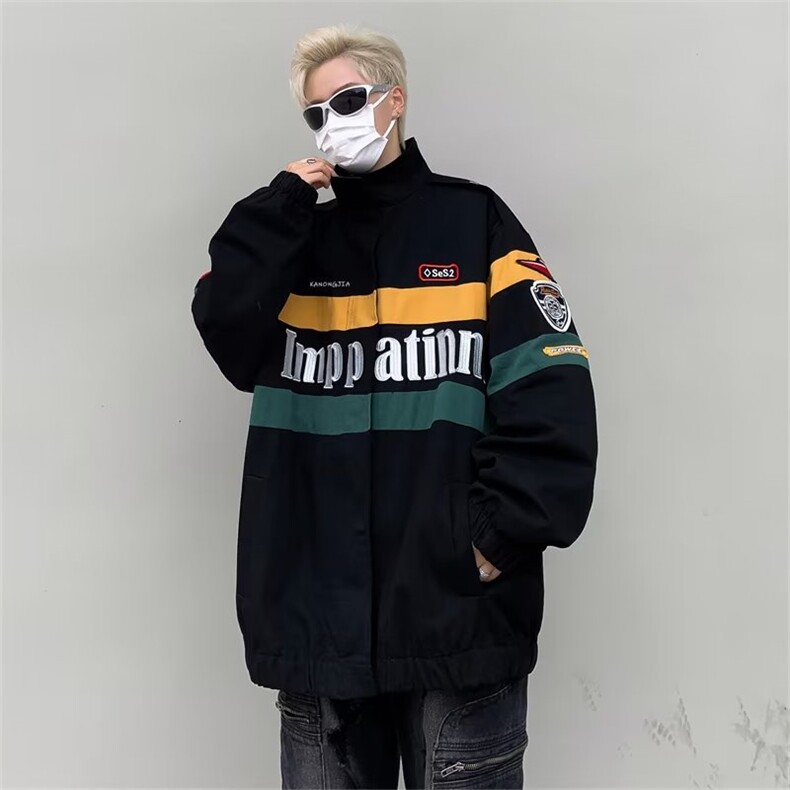 美式高街赛车服男外套上衣服潮流情侣痞帅机车夹克J42-P73,男装夹克,星座1109-3