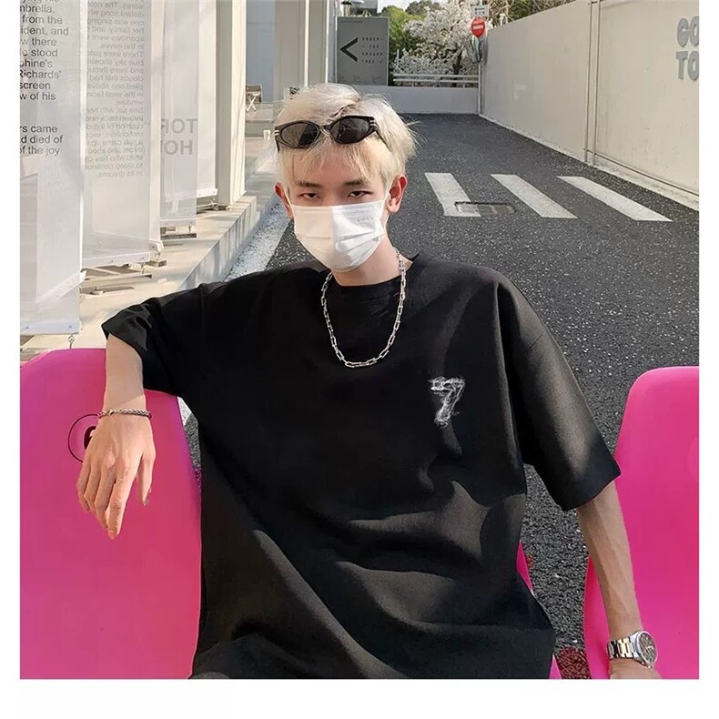 网络图现货260G美式青少年重磅高街潮牌宽松短袖T恤JT472-P32,男装T恤,星座715-7