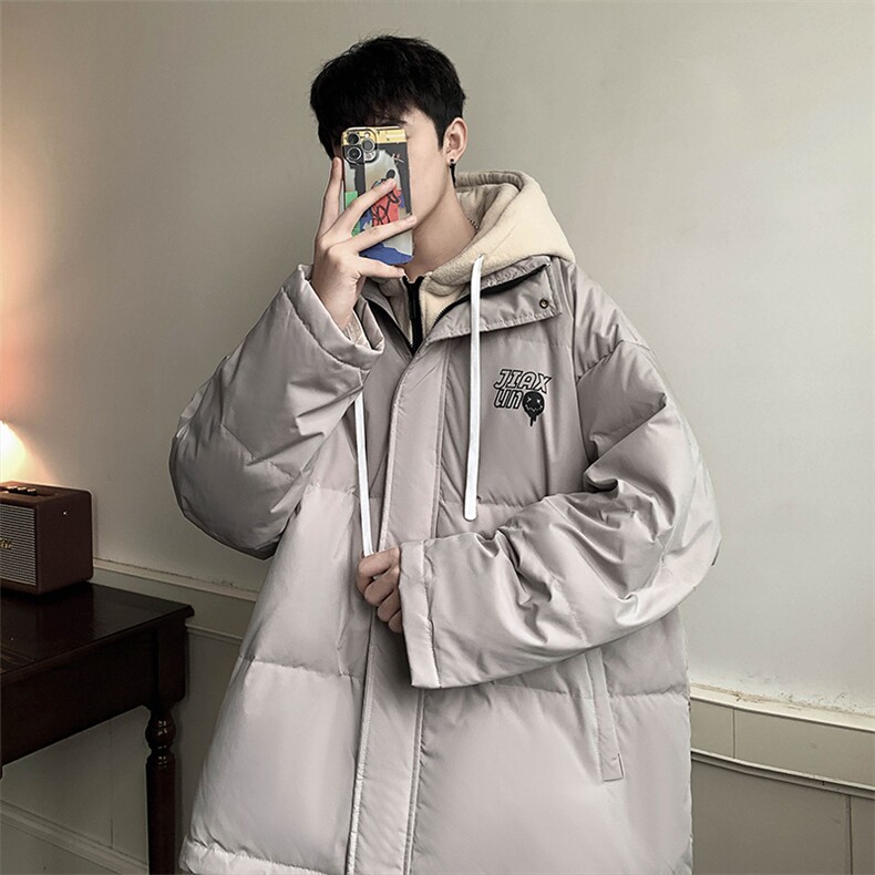 冬季假两件大码保暖带帽印花白鸭绒羽绒服 Y5816-P190【特价】图片