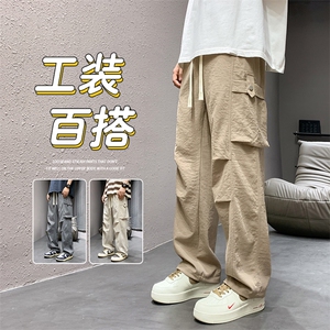 直播数据款 春季新款大口袋伞兵裤宽松直筒休闲裤工装裤 K515-P42图片