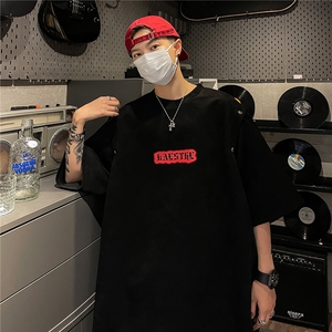 港风夏装新款麂皮绒印花可拆卸圆领宽松短袖T恤男背心潮 D286 P38图片
