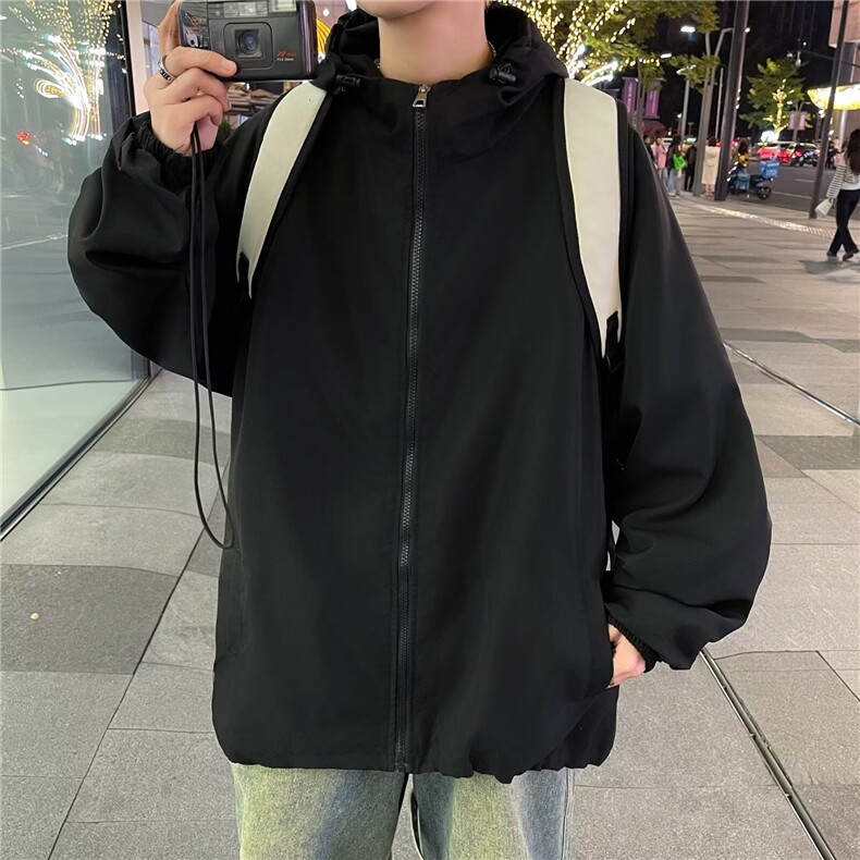 C411-P53外套男春秋短款夹克2025新款男士长袖连帽夹克百搭,男装夹克,电商B323A
