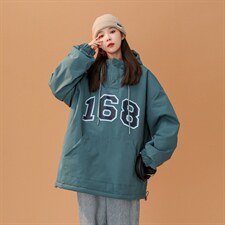 复古学院中性风 韩版加厚套头连帽棉衣棉服 216-2-BK52-P118控158图片