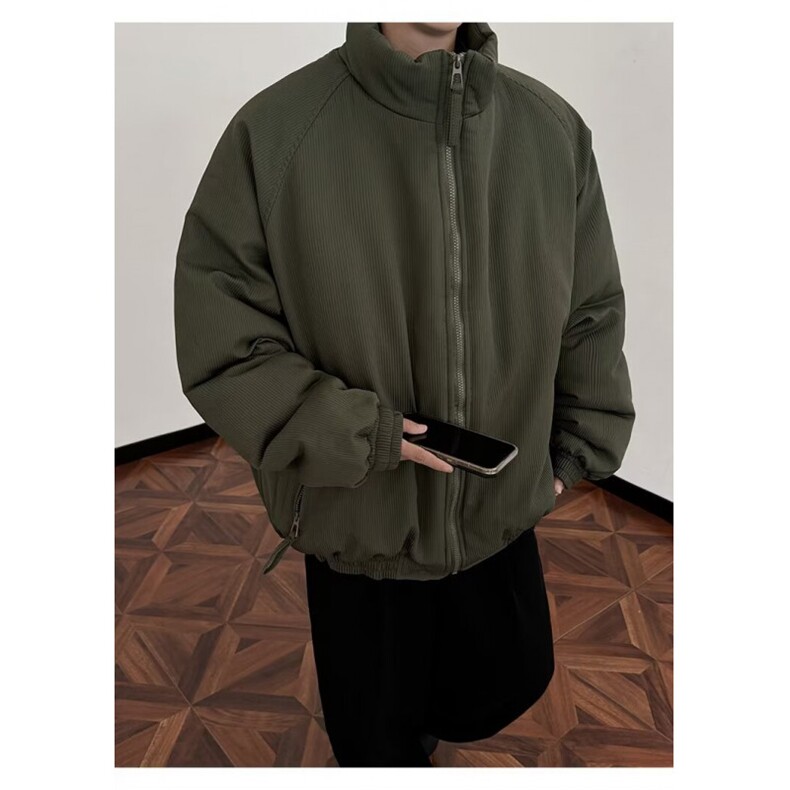 慵懒日系美式复古加绒加厚立领工装棉服男女冬季潮牌情侣保暖棉衣,男装棉衣,星座1013-1