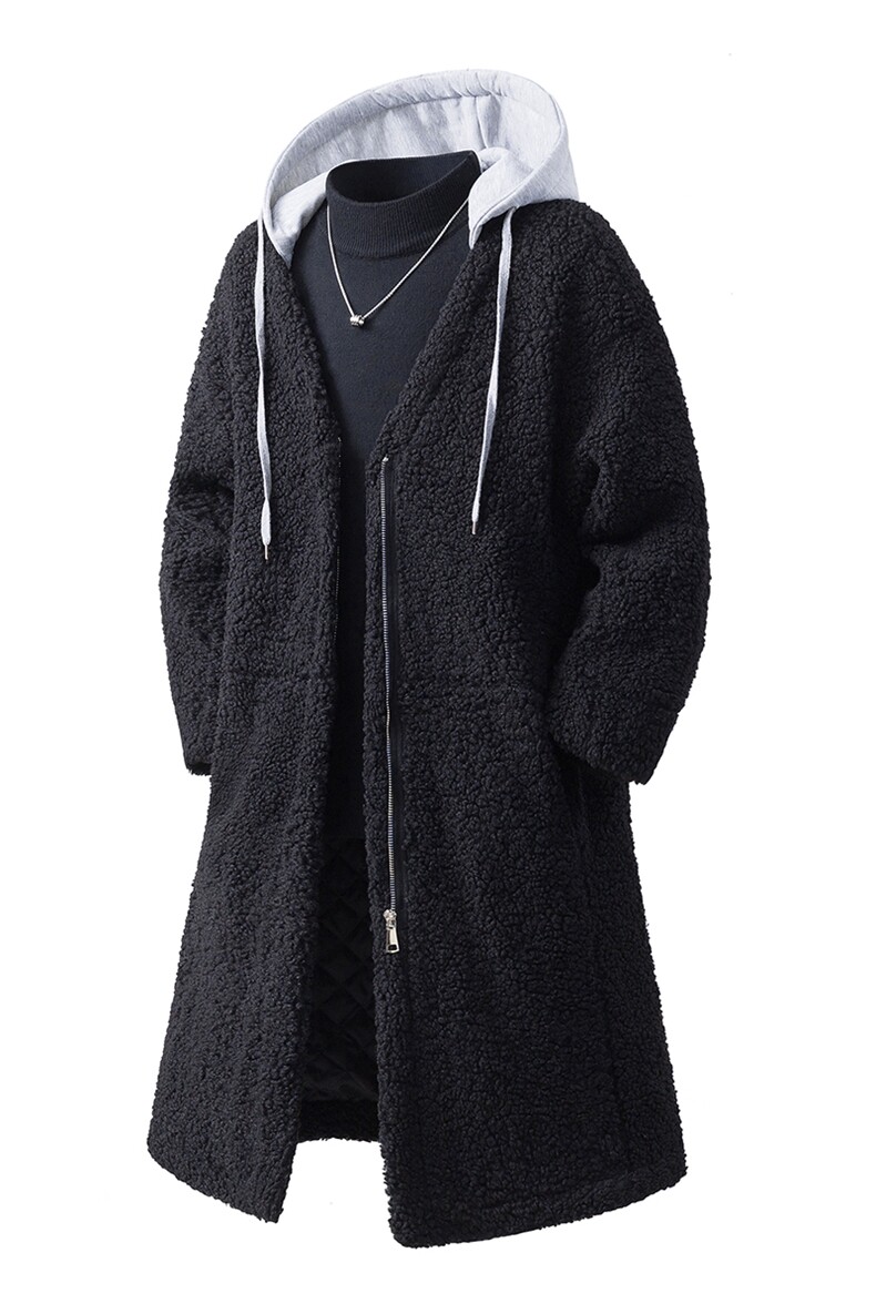 白底假两件中长款大码M-2XL连帽棉衣羊羔毛外套男YG7502P125控168,男装棉衣,星座227-7