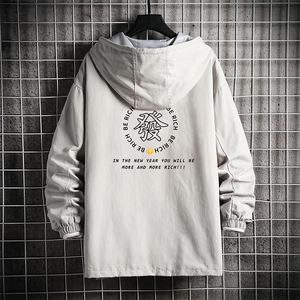 JK41163-P85 加棉款-P115 纯棉连帽夹克男士大码工装夹克男 网格图片