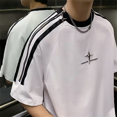 C339-P36美式高街潮流休闲上衣2024夏季新款设计感短袖T恤男现货，男装T恤，星座512-6