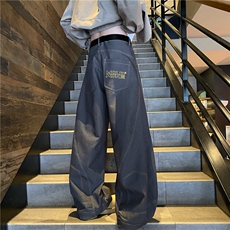 抖音品质春季新款美式高街弯刀宽松牛仔裤B315-K25603-特p45控88，男装牛仔裤，电商B315