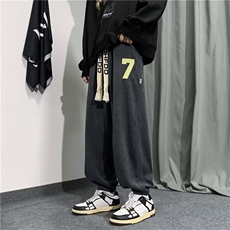 美式潮牌裤子男加绒加厚宽松垂感运动卫裤大码束脚休闲裤K439，男装休闲裤，星座1116A-1（原606A）