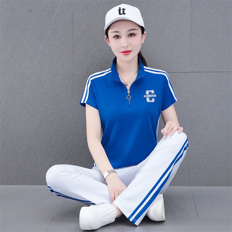 燕颉冰丝运动休闲套装女2024新款广场舞服装洋气夏季跳舞两件套,女装运动套装,燕颉服饰
