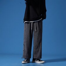 2021新款蓝墙灯芯绒灰色宽松休闲运动裤A061-K1859-P45控价65，男装休闲裤，电商A061