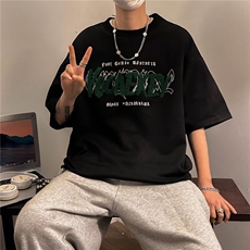 2023春夏季新款男休闲圆领短袖糜皮绒T恤JP1P30，男装T恤，星座1116-2