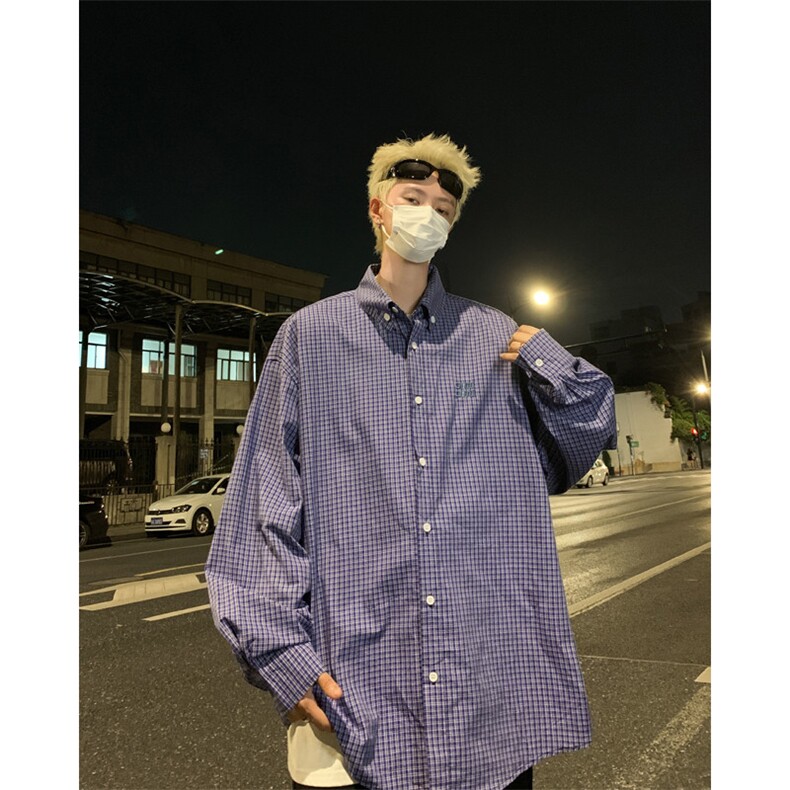 小格子衬衫男长袖韩版潮流宽松百搭2024秋季新款ins外套CY995-P34,男装衬衫,星座412-3