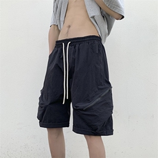 港风纳米皱工装运动冰丝休闲裤高街五分裤宽松直通短裤DK207P40，男装休闲裤，星座1204-3