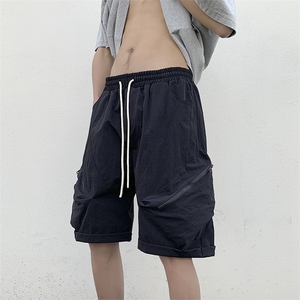 港风纳米皱工装运动冰丝休闲裤高街五分裤宽松直通短裤DK207 P40图片