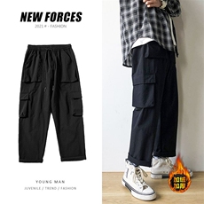 黑色工装裤男士秋冬款加厚潮牌阔腿休闲长宽松款K2021/P50，男装休闲裤，星座506