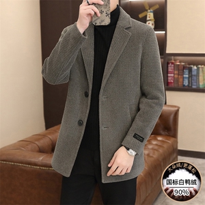 新标90白鸭绒 有男士羽绒服金貂绒毛呢大衣YR2511-P185图片