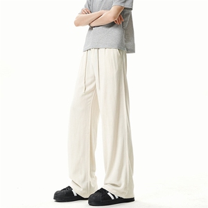 A178 8059 新款夏季薄款透气耐磨男直筒长裤麻休闲宽松垂感阔腿裤图片