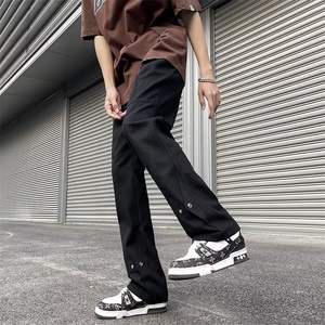 2024春夏新款牛仔裤长裤美式高阶纽扣拼接潮裤NZ7200-P48图片