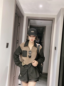 扎染拼接衬衣ＭＬ图片