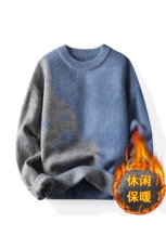 76851-P55秋冬季毛衣男宽松卡通色针织衫韩版潮流潮牌ins打底衫，男装T恤，电商D310B-1
